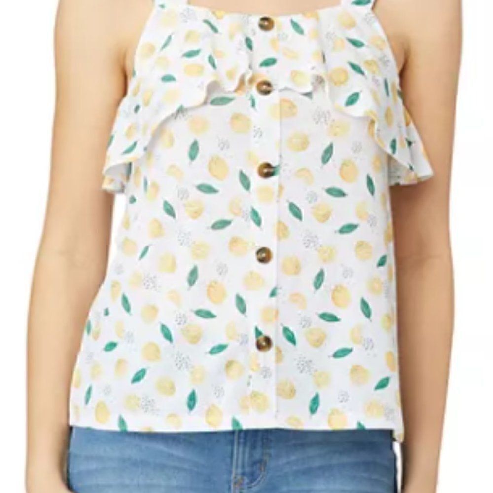 Wallflower Ruffle Lemon White Tank Top Size Medium